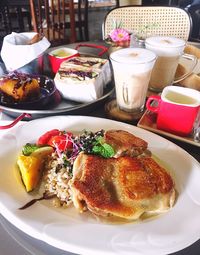 Close-up of food served in plate