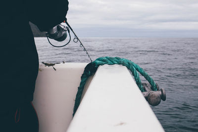 Cropped image of boat in sea