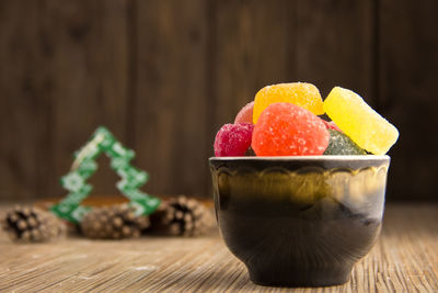 Close-up of dessert on table