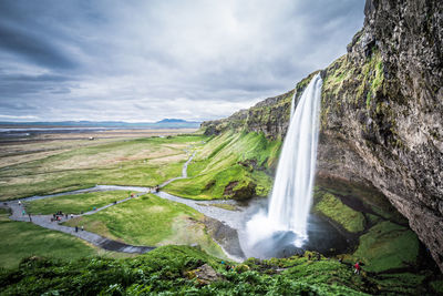 Scenic view of waterfall