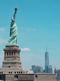 Low angle view of statue against clear sky