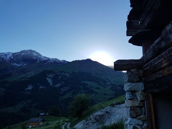 Scenic view of mountains against clear sky