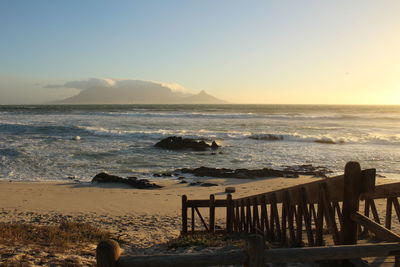 Scenic view of sea against sky during sunset