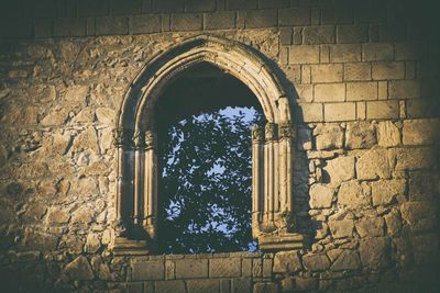 Built structure seen through window