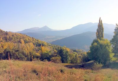 Scenic view of mountains against sky