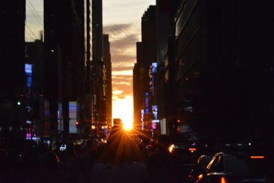 View of city at sunset