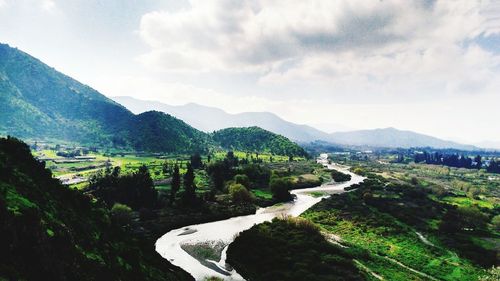 Scenic view of mountains against sky