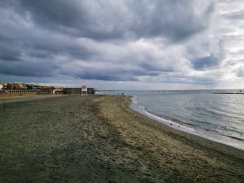 Scenic view of beach against sky