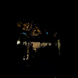 Silhouette of ferris wheel at night