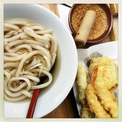 High angle view of food on table