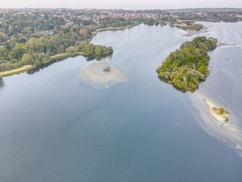 High angle view of river amidst trees