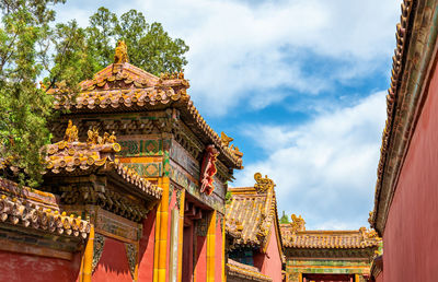 Low angle view of temple against sky