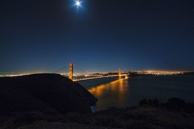 Illuminated golden gate bridge at night