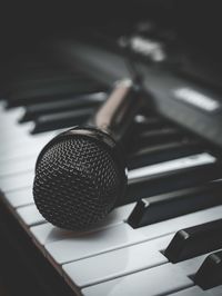High angle view of piano keys