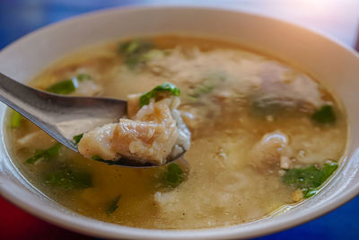 Close-up of soup in bowl