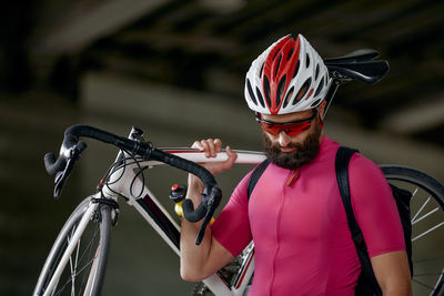 Man riding bicycle