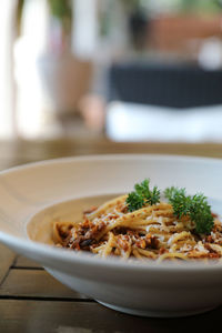 Close-up of meal served in plate