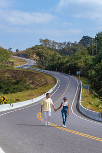 People walking on road