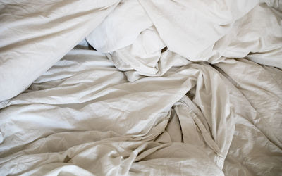 Full frame shot of messy bed