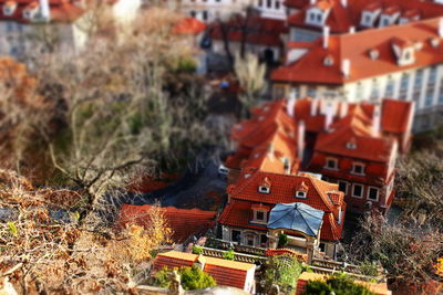 Close up of built structure with trees in background