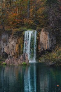 Scenic view of waterfall