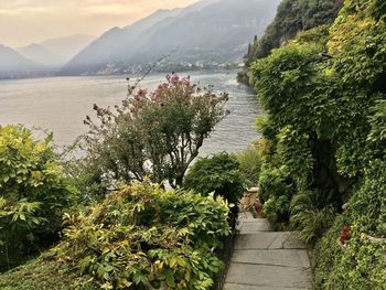 Scenic view of sea against mountain