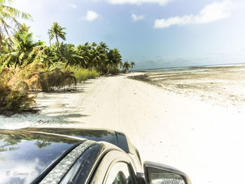 Cropped image of car at beach