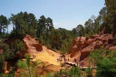 Low angle view of rock formations