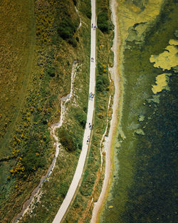 High angle view of road