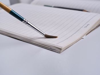 High angle view of pen on table