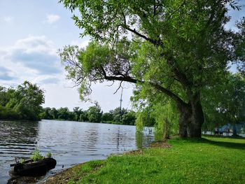 Scenic view of lake against sky