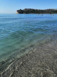 Scenic view of sea against clear sky