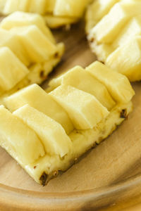 Close-up of chopped slices in plate on table