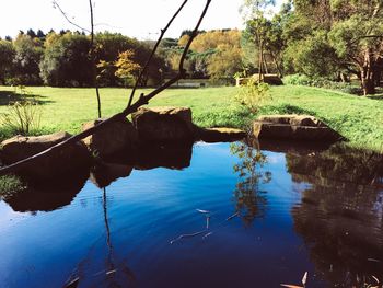 Scenic view of lake against sky