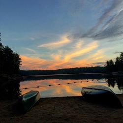 Scenic view of sunset over lake