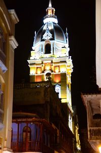 Low angle view of church at night