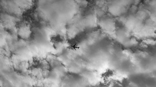 Low angle view of airplane flying in sky