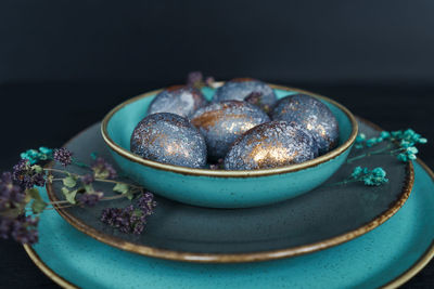 Close-up of dessert in plate on table