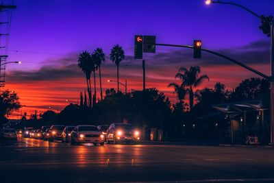 Traffic on road at night