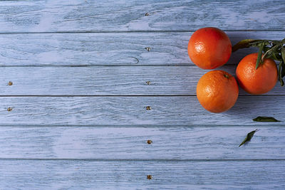 High angle view of orange on table