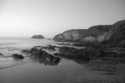 Scenic view of sea against clear sky