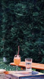 Close-up of beer in glass on table