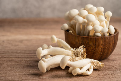 Close-up of mushrooms on table