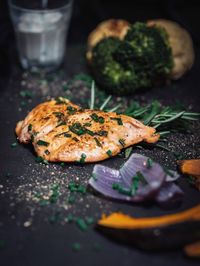 Close-up of food on slate