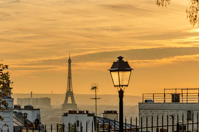 Sunset in paris from montmartre