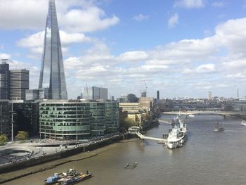 City skyline with river in background