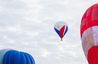 Low angle view of hot air balloon against sky