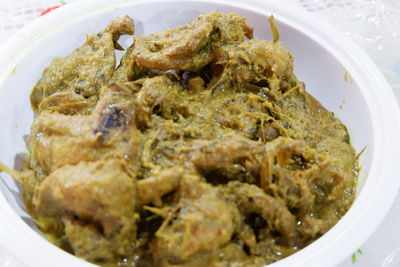 High angle view of meal served in bowl