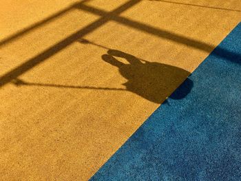 Shadow of person on footpath