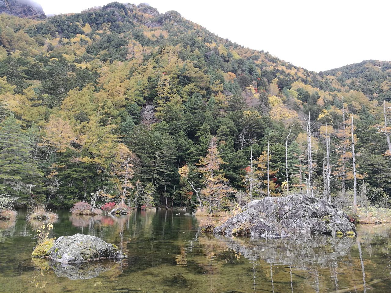 SCENIC VIEW OF LAKE BY MOUNTAIN